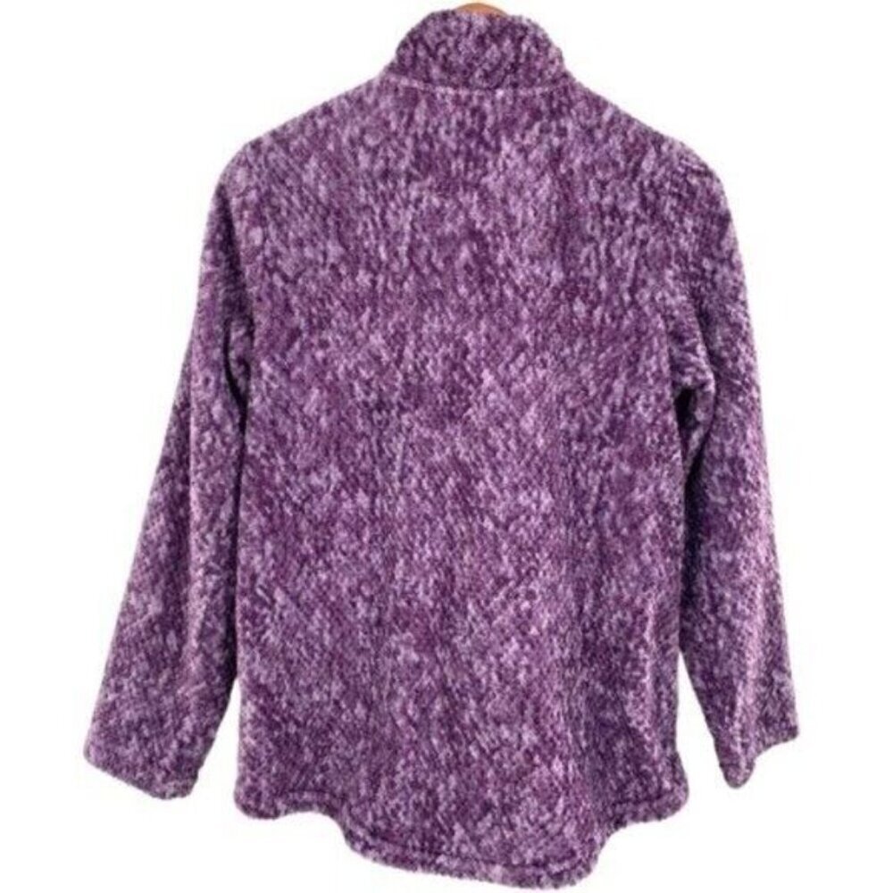 Stan Herman Womens Purple Fuzzy Fleece Zip Up Jacket - Picture 6 of 10